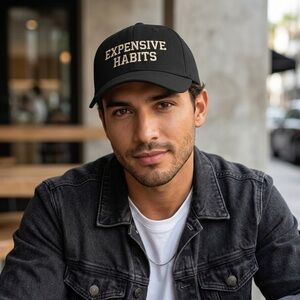 Expensive Habits Black Dad Hat Minimal Streetwear Luxury Aesthetic Baseball Hat